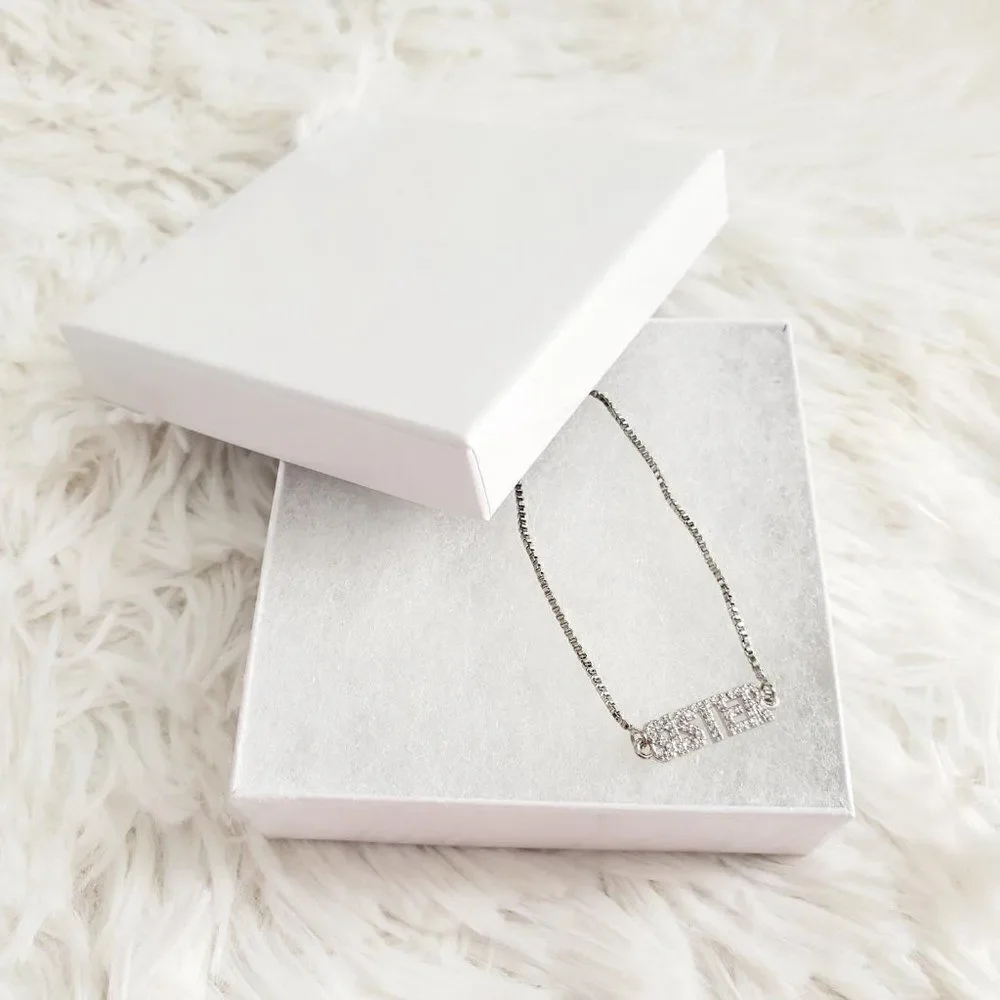 Gold or Silver Rhinestone Sister Slider Bracelet
